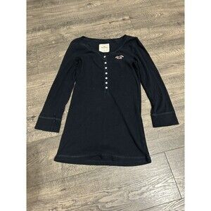 Vintage Hollister Henley Top Sz M 3/4 Sleeve Fitted BellaSwan Babydoll Y2K Logo